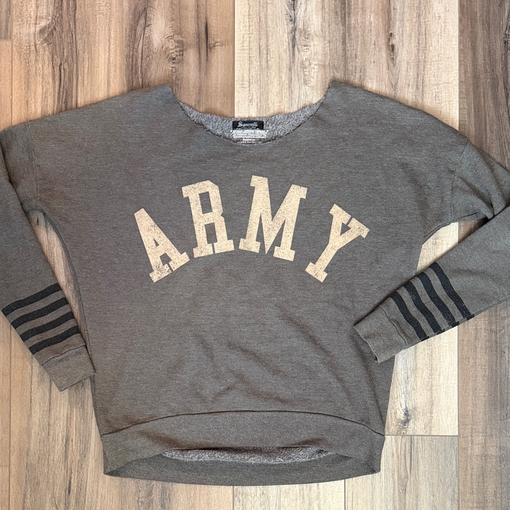Signorelli Olive Green Pullover with Cream Print Army West Point size medium